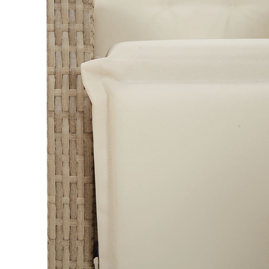 3-tlg. Bistro-Set mit Kissen Beige Poly Rattan