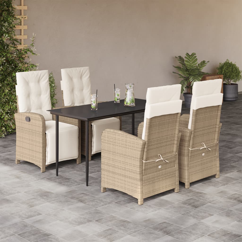 3-tlg. Bistro-Set mit Kissen Beige Poly Rattan