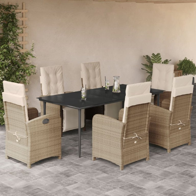3-tlg. Bistro-Set mit Kissen Beige Poly Rattan