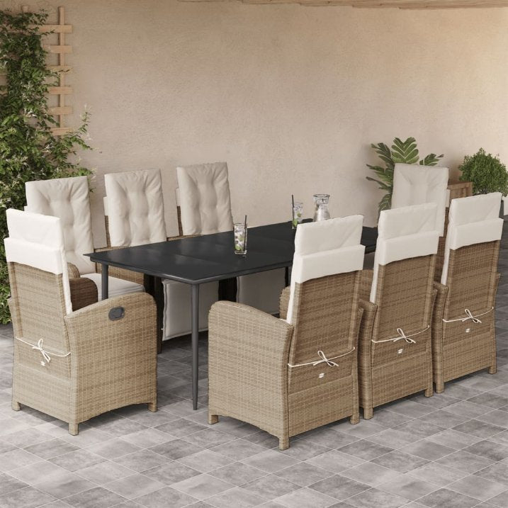 3-tlg. Bistro-Set mit Kissen Beige Poly Rattan