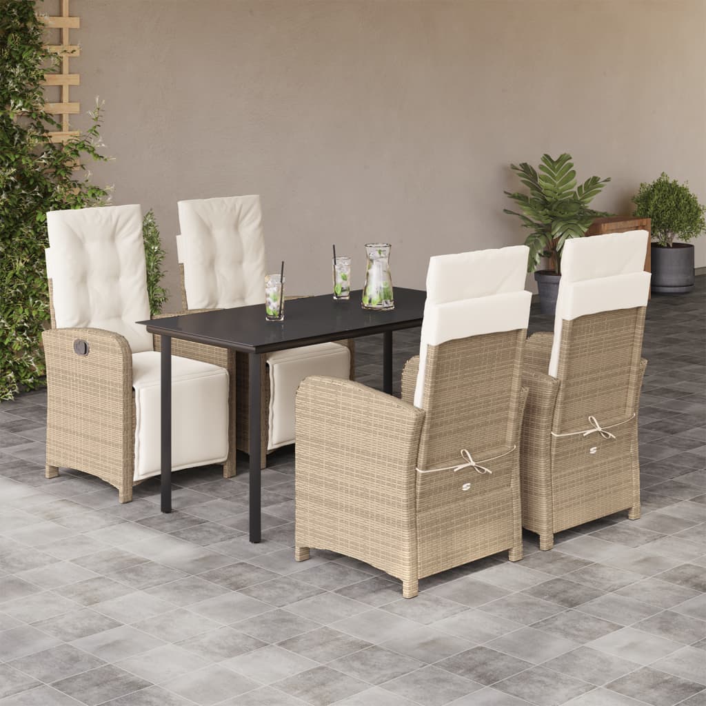 3-tlg. Bistro-Set mit Kissen Beige Poly Rattan