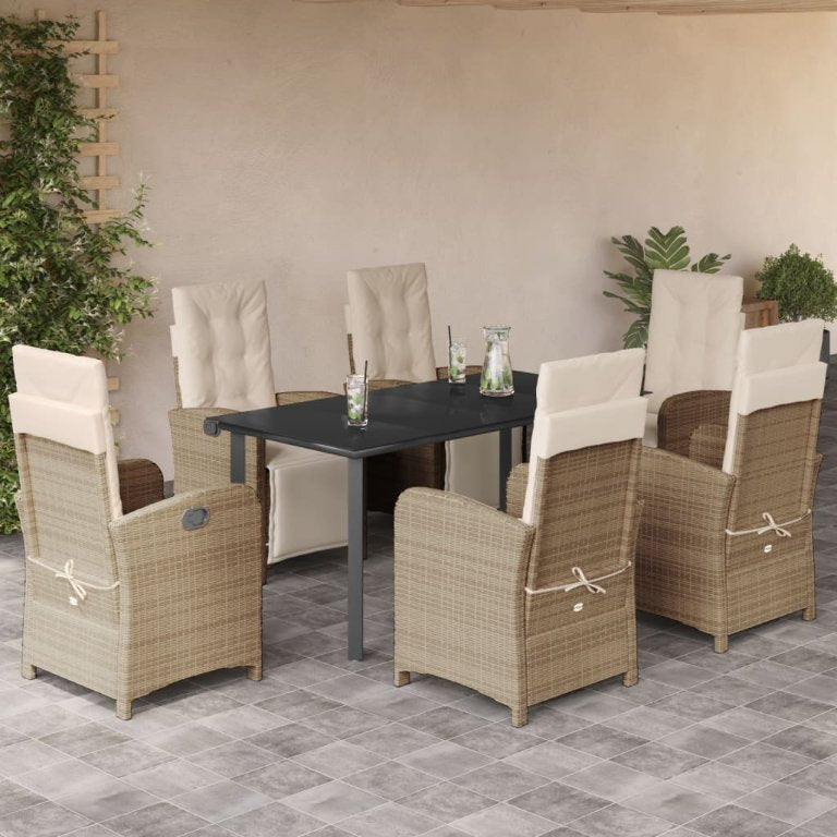 3-tlg. Bistro-Set mit Kissen Beige Poly Rattan