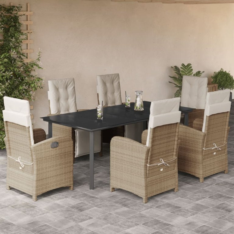 3-tlg. Bistro-Set mit Kissen Beige Poly Rattan