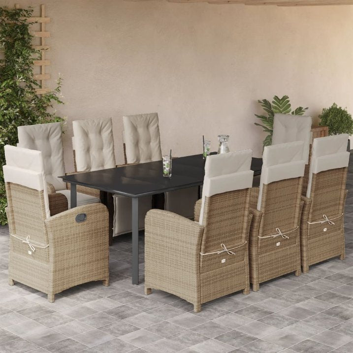 3-tlg. Bistro-Set mit Kissen Beige Poly Rattan
