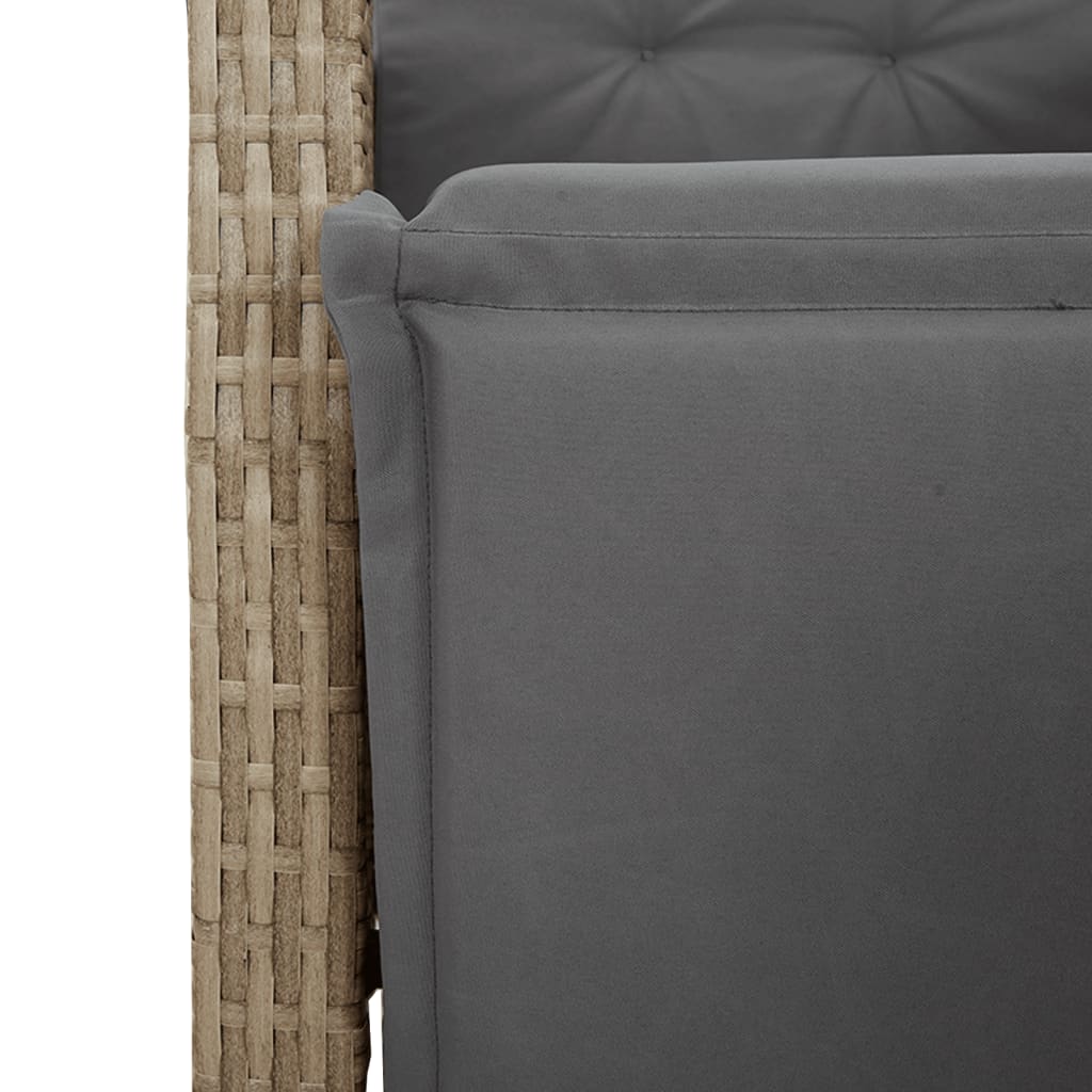 3-tlg. Bistro-Set mit Kissen Beige Poly Rattan