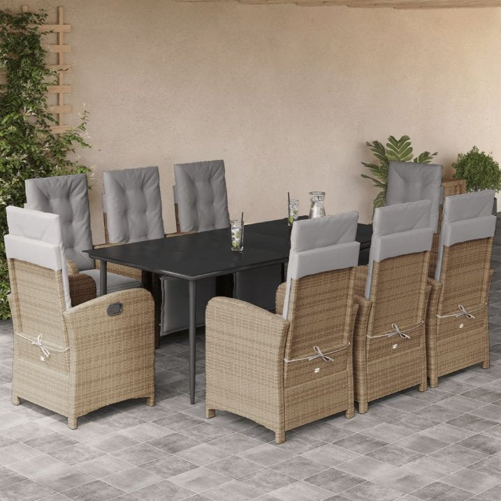 3-tlg. Bistro-Set mit Kissen Beige Poly Rattan