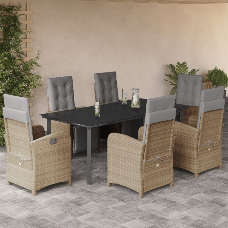 3-tlg. Bistro-Set mit Kissen Beige Poly Rattan
