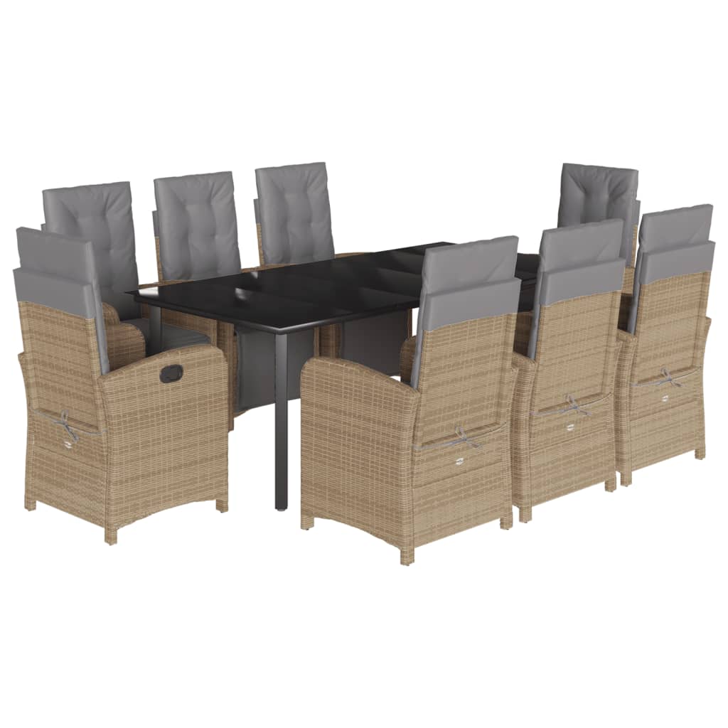 3-tlg. Bistro-Set mit Kissen Beige Poly Rattan