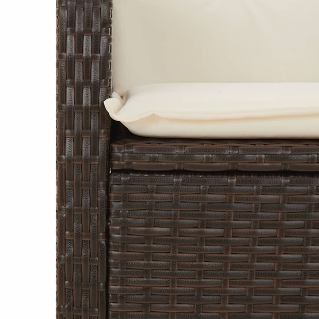 3-tlg. Garten-Essgruppe mit Kissen Braun Poly Rattan