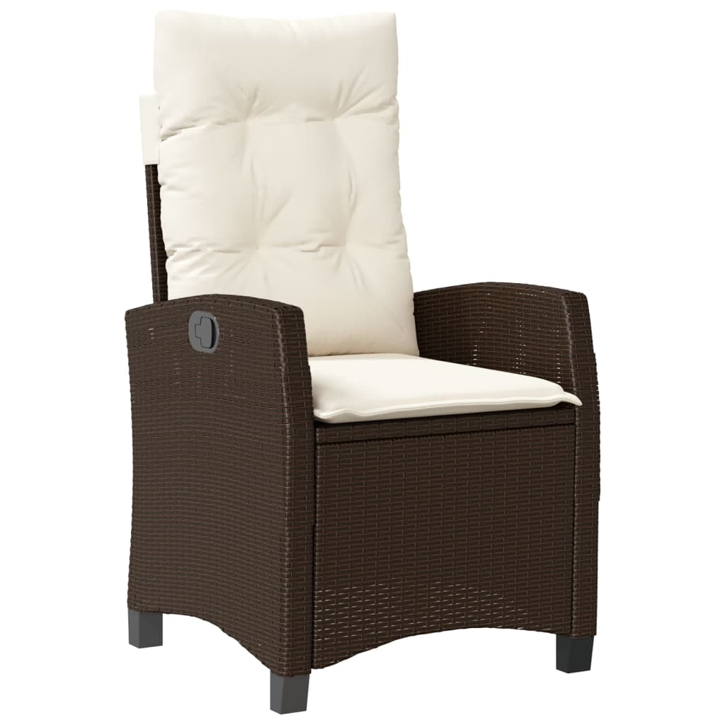 3-tlg. Garten-Essgruppe mit Kissen Braun Poly Rattan