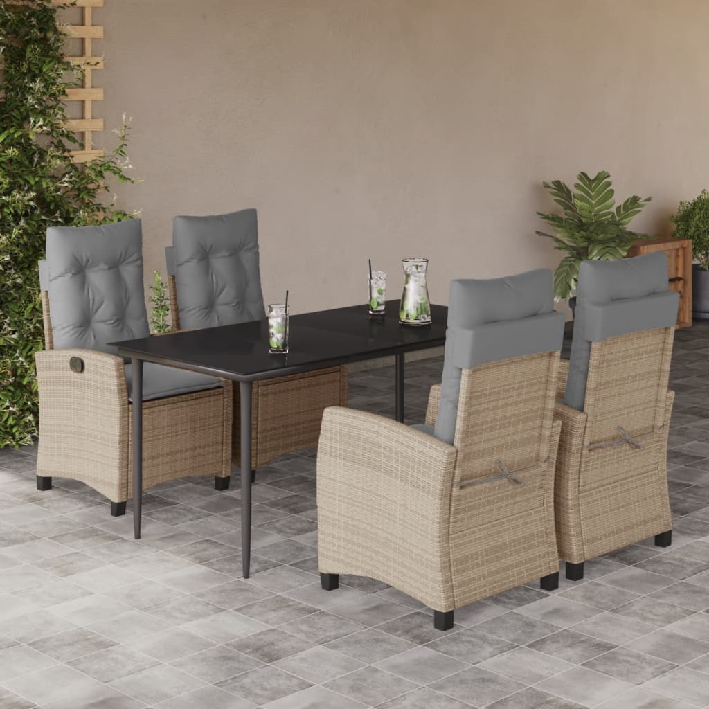 3-tlg. Garten-Essgruppe mit Kissen Beigemischung Poly Rattan