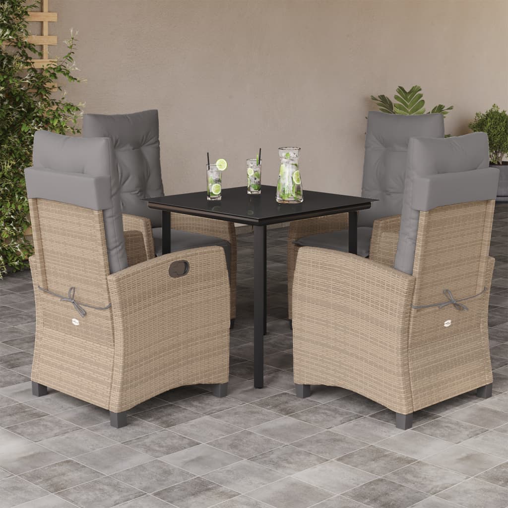 3-tlg. Garten-Essgruppe mit Kissen Beigemischung Poly Rattan