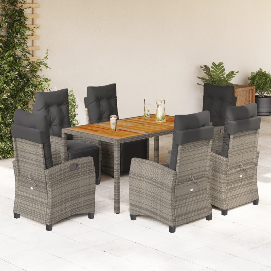 3-tlg. Garten-Essgruppe mit Kissen Schwarz Poly Rattan