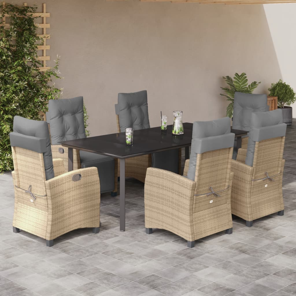 5-tlg. Garten-Essgruppe mit Kissen Beigemischung Poly Rattan