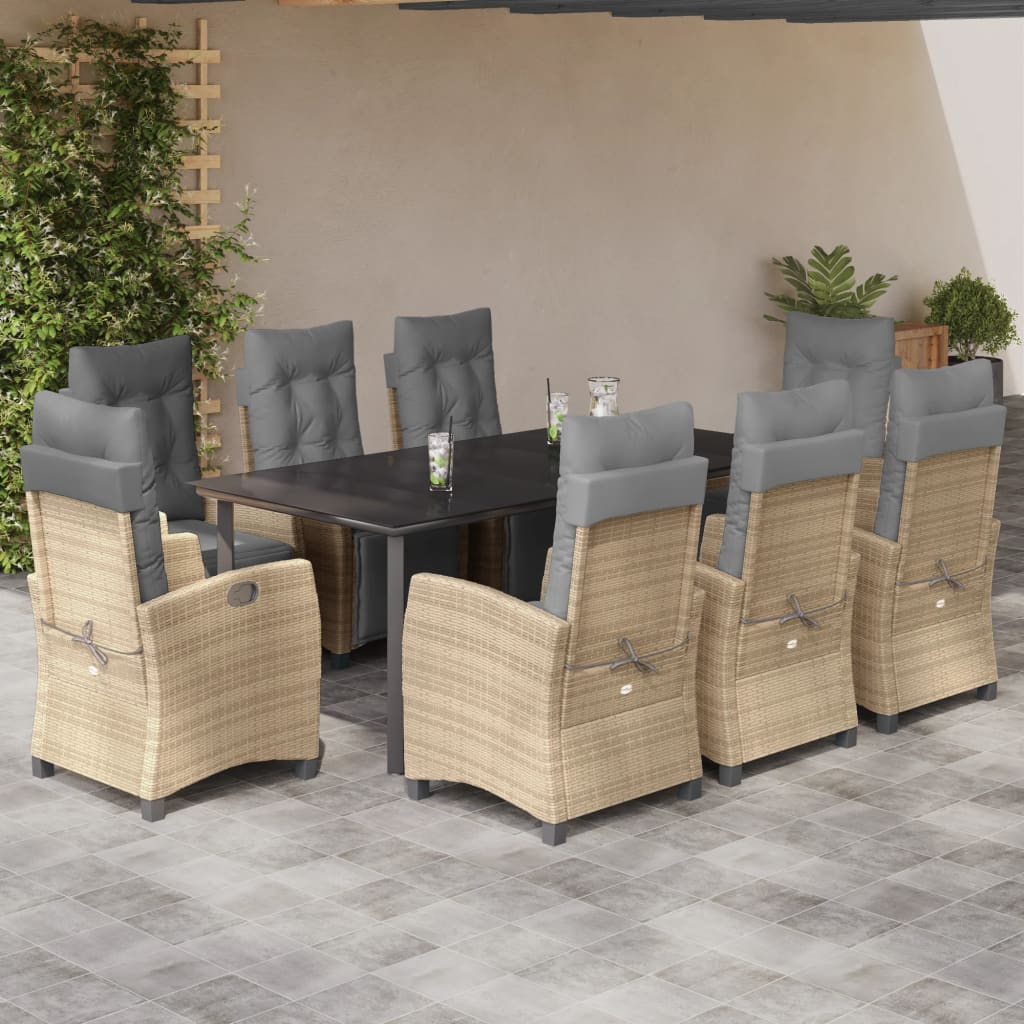 5-tlg. Garten-Essgruppe mit Kissen Beigemischung Poly Rattan