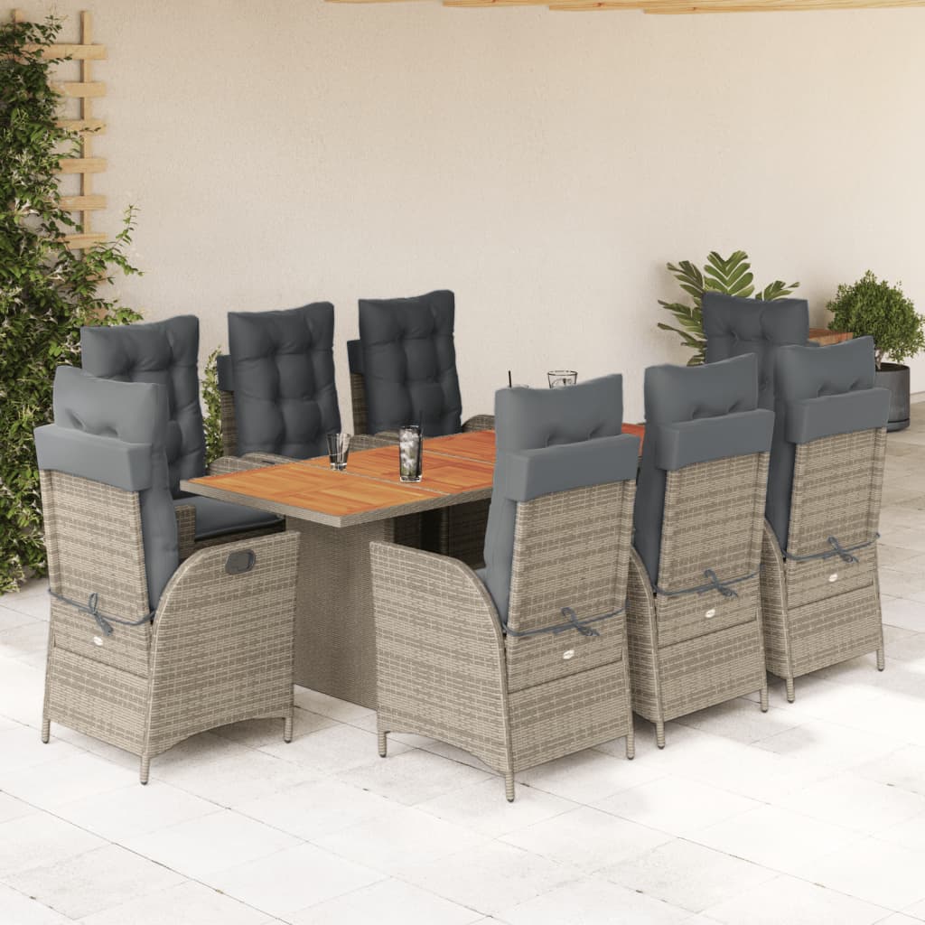 7-tlg. Garten-Essgruppe mit Kissen Schwarz Poly Rattan