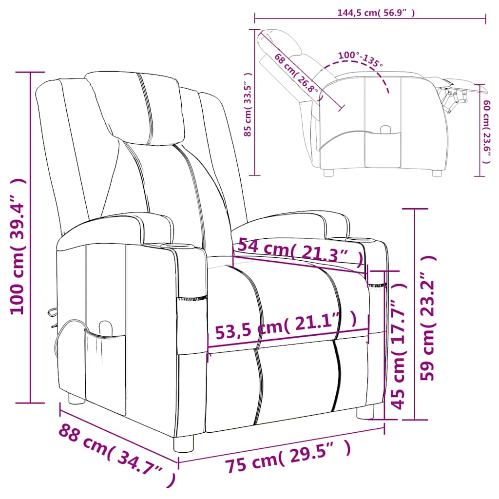 vidaXL Massagesessel Anthrazit Kunstleder
