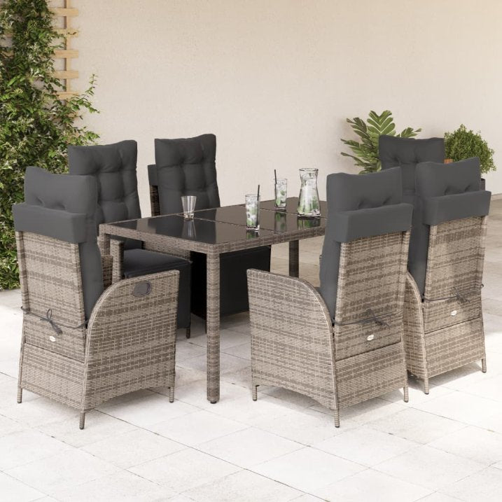 3-tlg. Garten-Essgruppe mit Kissen Schwarz Poly Rattan