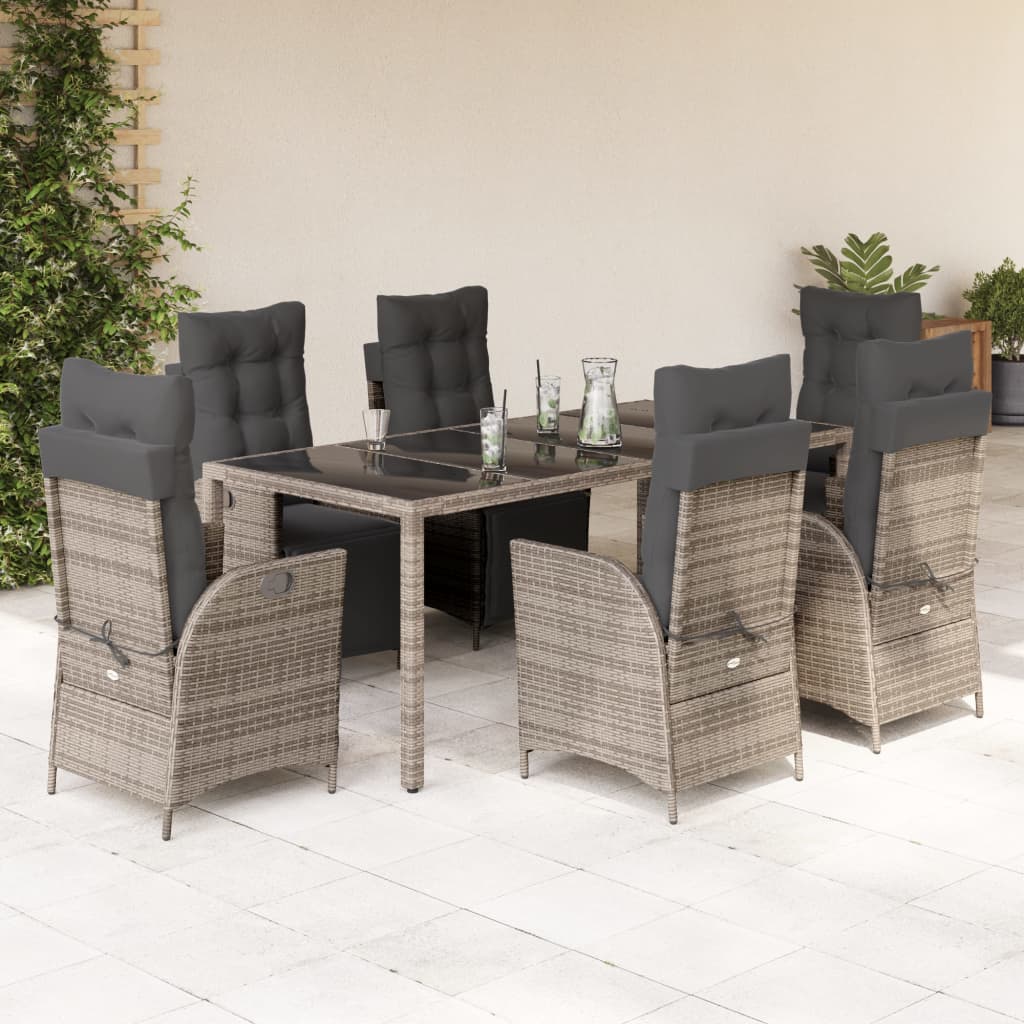 3-tlg. Garten-Essgruppe mit Kissen Schwarz Poly Rattan
