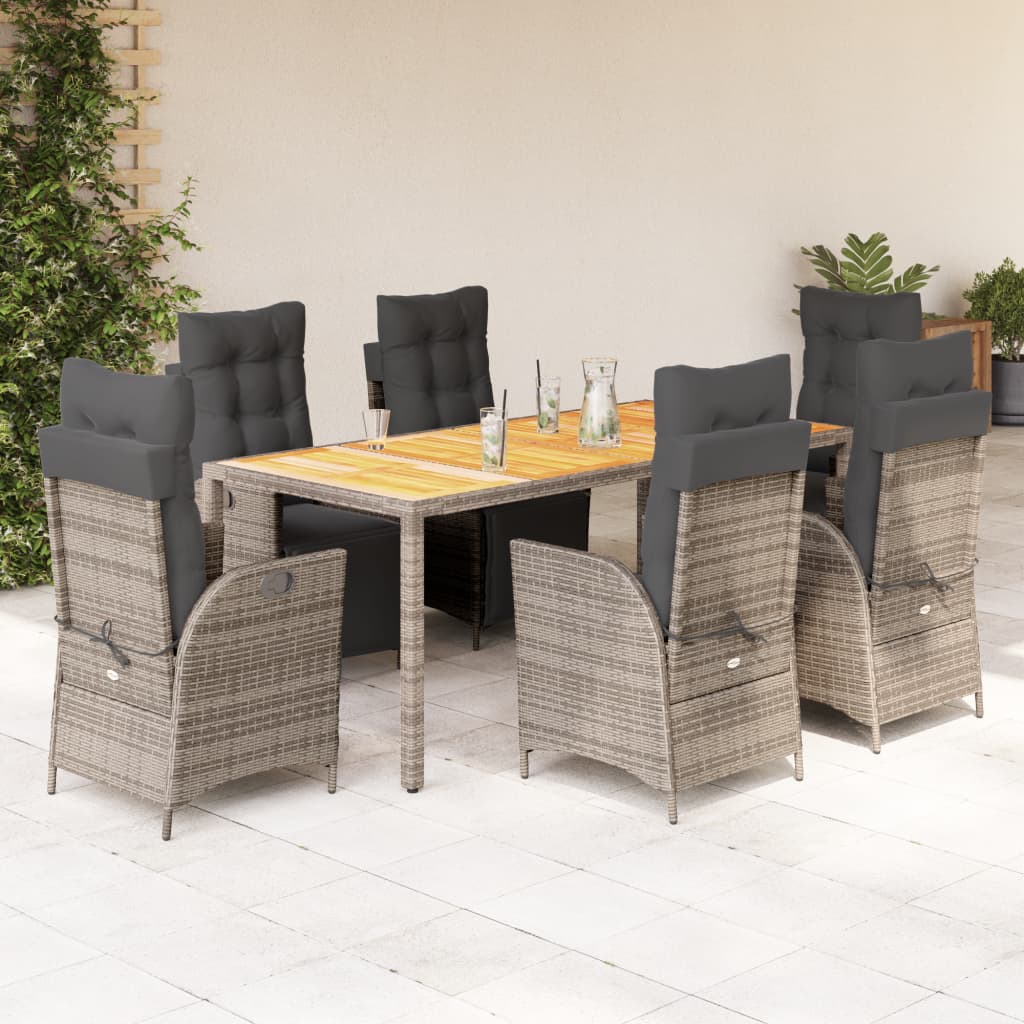 3-tlg. Garten-Essgruppe mit Kissen Schwarz Poly Rattan