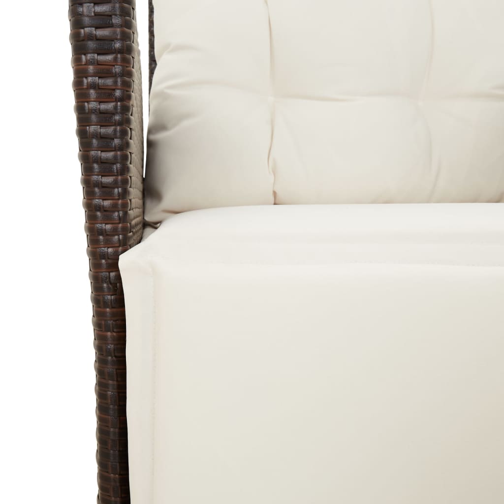3-tlg. Garten-Essgruppe mit Kissen Braun Poly Rattan