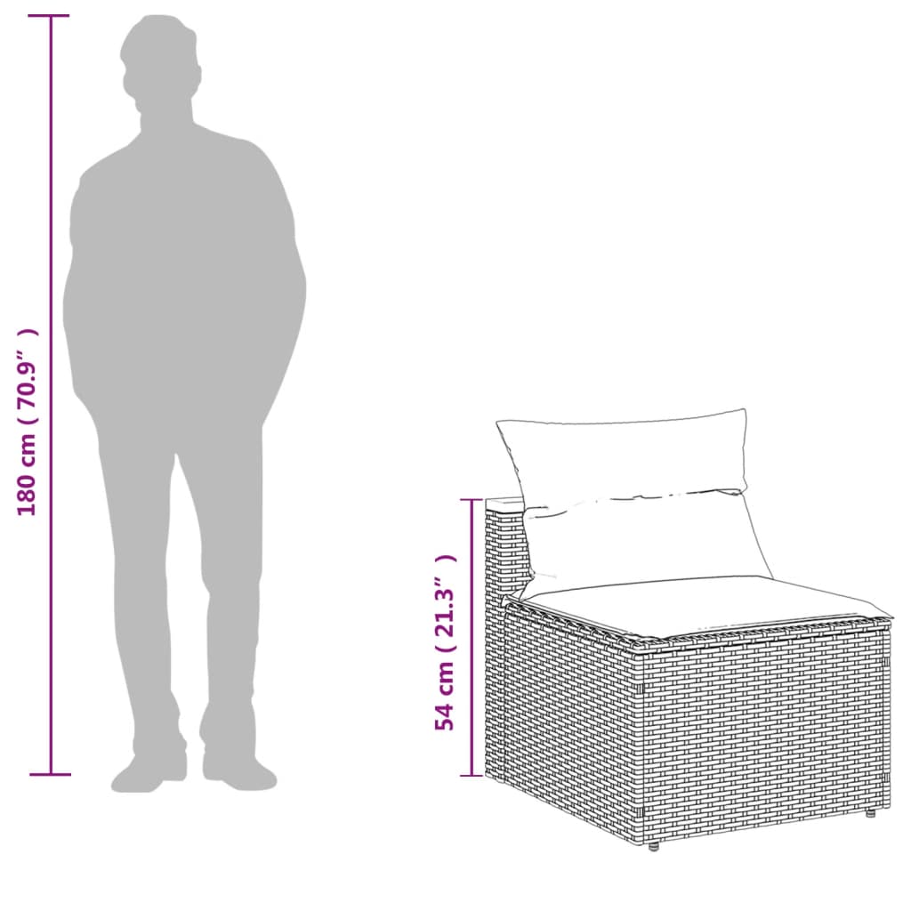 5tlg. Garten-Sofagarnitur mit Kissen Schwarz Poly Rattan Akazie