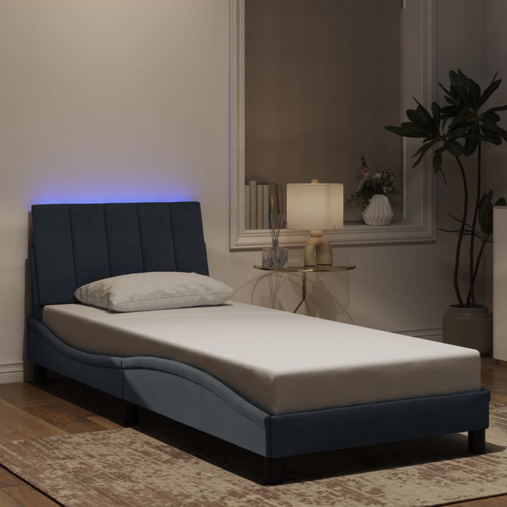 Bettgestell mit LED ohne Matratze "Hanko" Hellgrau 80x200 cm Samt