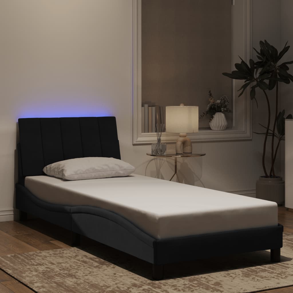 Bettgestell mit LED ohne Matratze "Hanko" Hellgrau 80x200 cm Samt