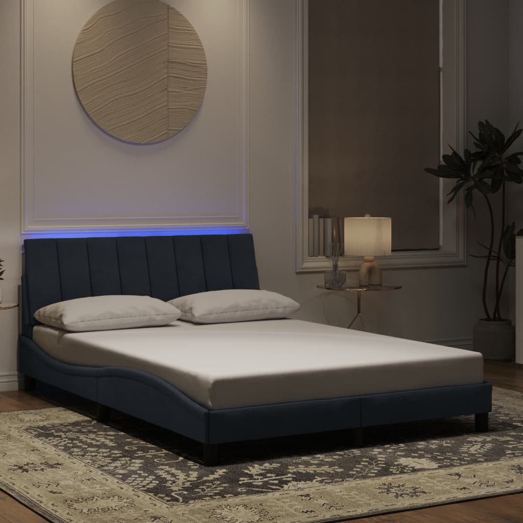 Bettgestell mit LED ohne Matratze "Hanko" Hellgrau 80x200 cm Samt