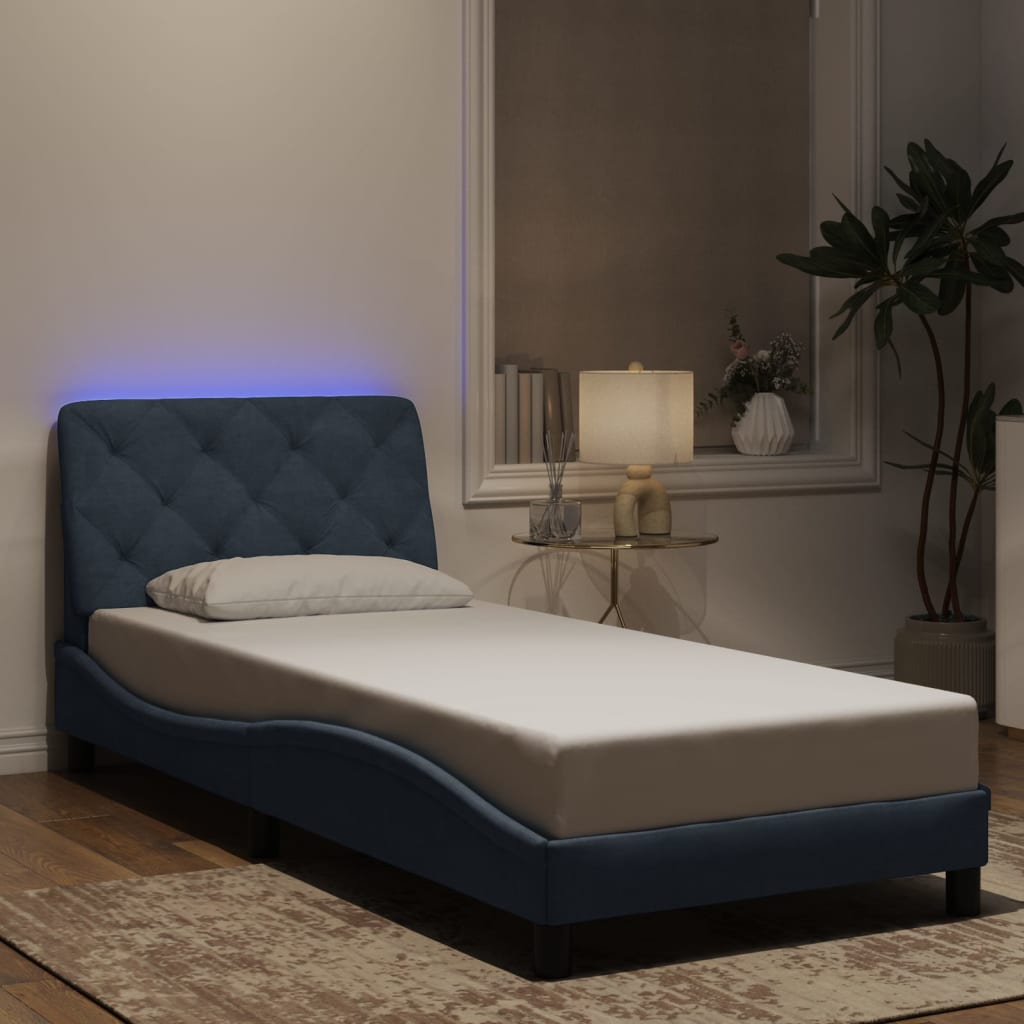Bettgestell mit LED ohne Matratze Hellgrau 80x200 cm Samt