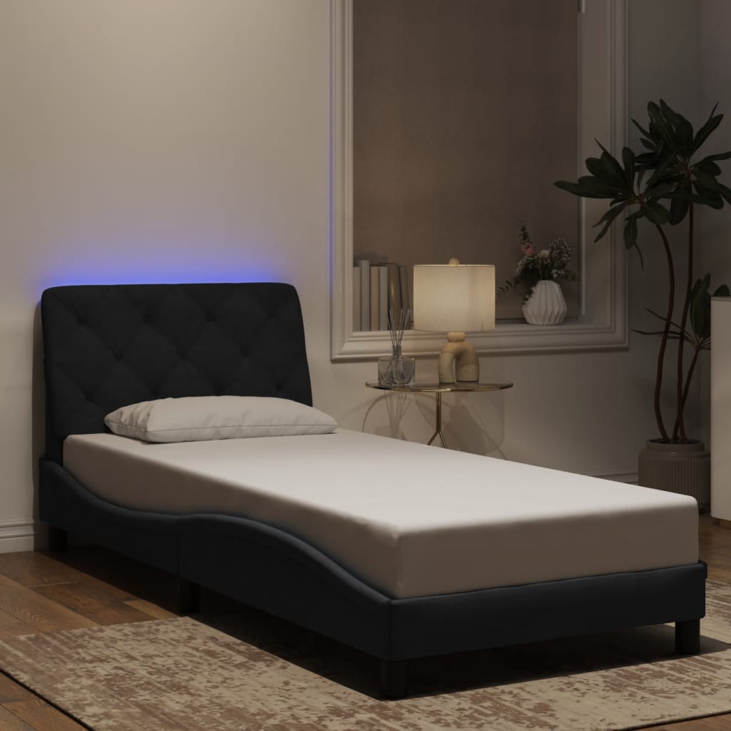 Bettgestell mit LED ohne Matratze Hellgrau 80x200 cm Samt