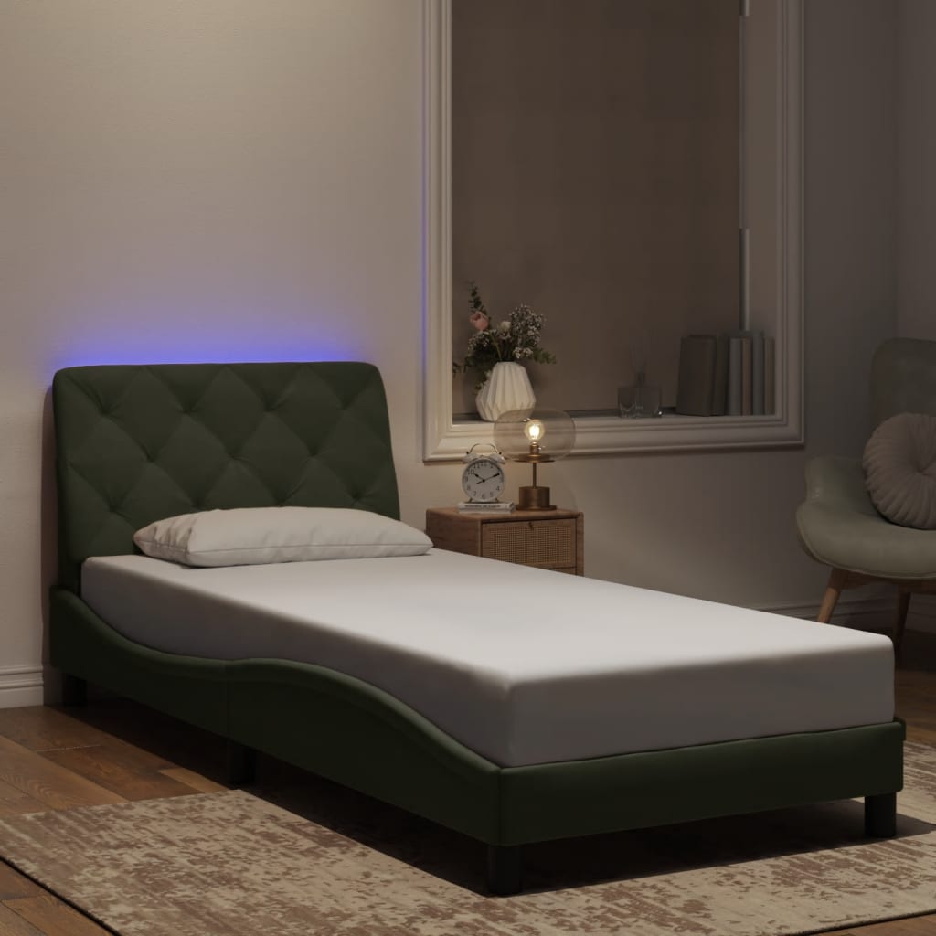 Bettgestell mit LED ohne Matratze Hellgrau 80x200 cm Samt