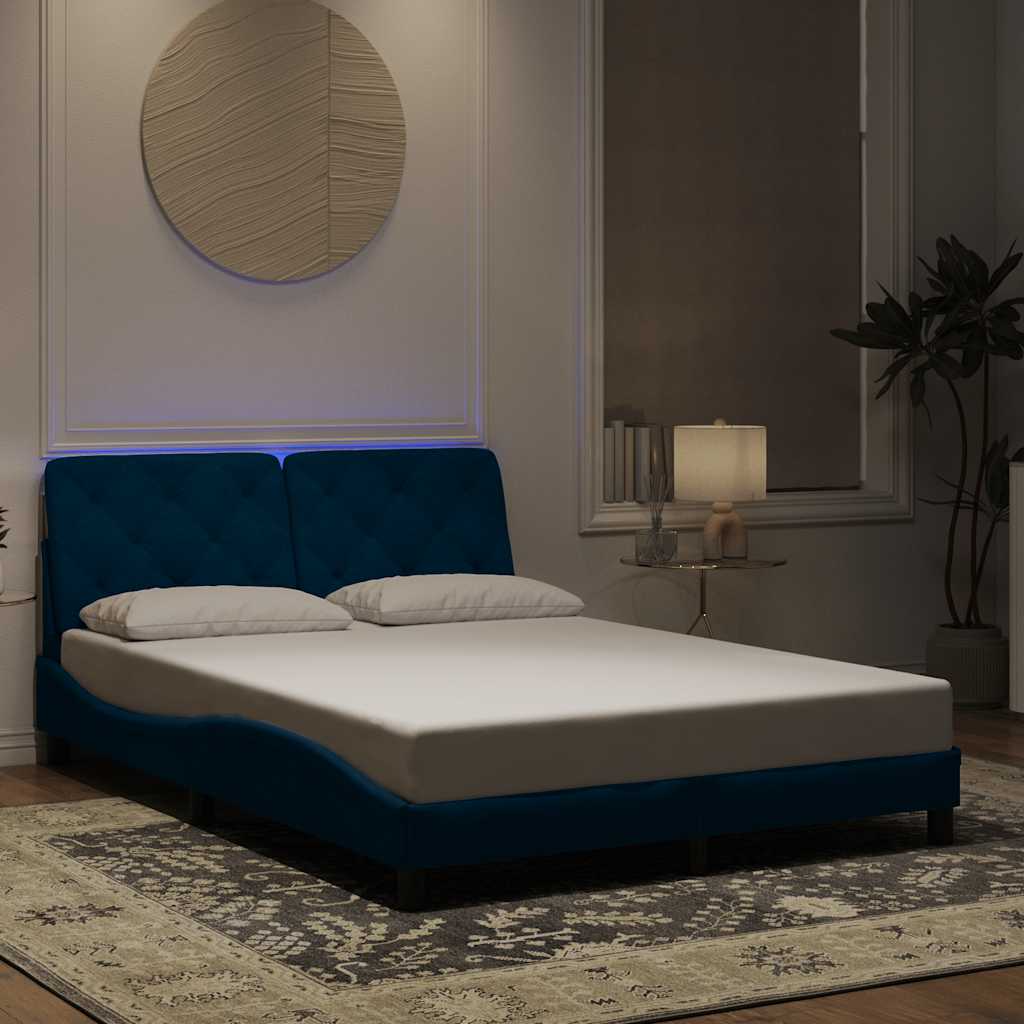 Bettgestell mit LED ohne Matratze Hellgrau 80x200 cm Samt