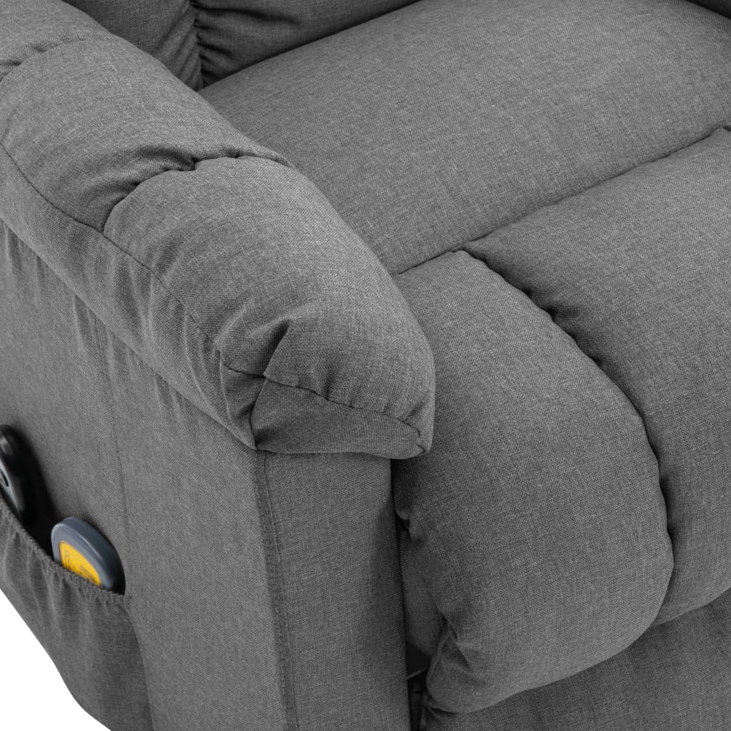 vidaXL Massagesessel mit Aufstehhilfe Hellgrau Stoff