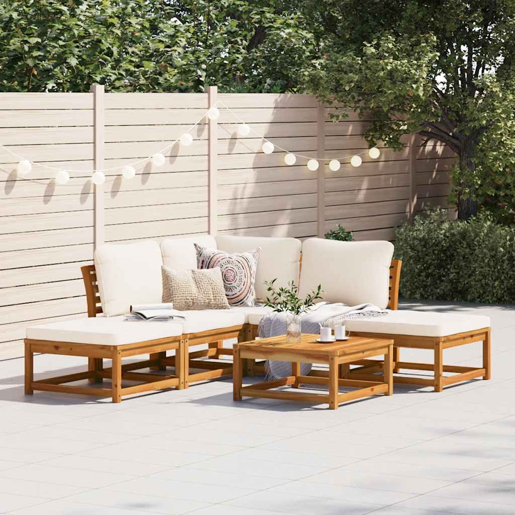 vidaXL 6-tlg. Garten-Lounge-Set mit Kissen Massivholz Akazie