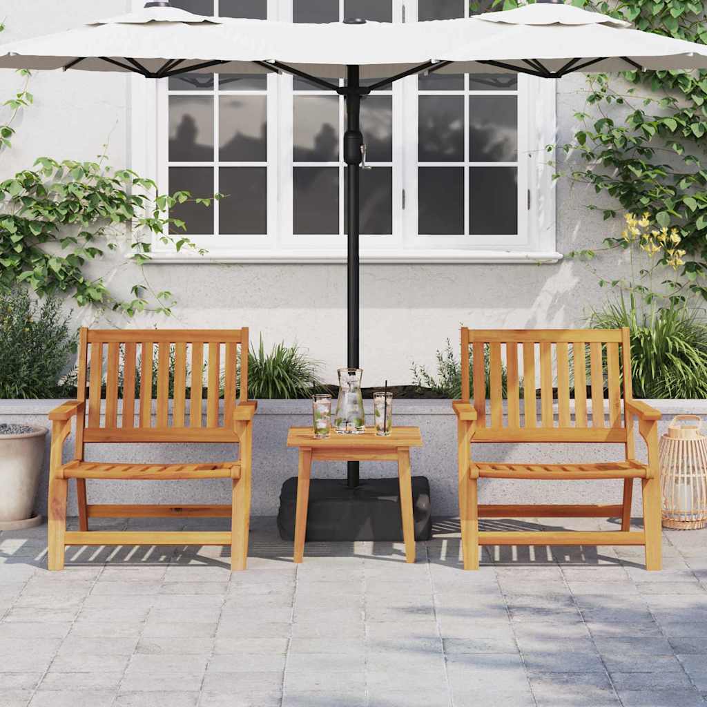 Gartenstuhl 3 pcs Braun Massivholz Akazie