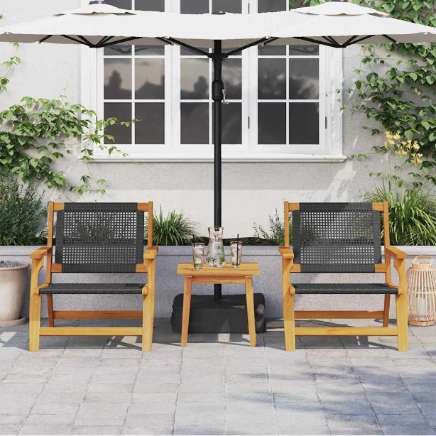 Gartenstühle mit Tisch 3 pcs Schwarz Massivholz Akazie
