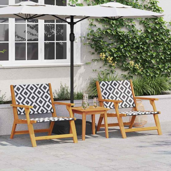 Gartenstühle mit Tisch 3 pcs Schwarz Massivholz Akazie