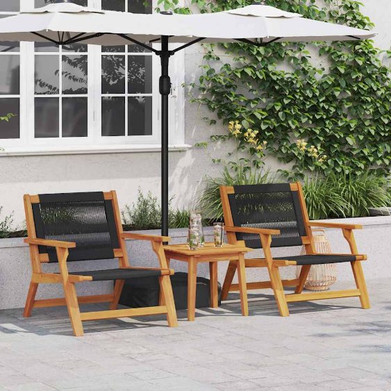 Gartenstühle mit Tisch 3 pcs Schwarz Massivholz Akazie