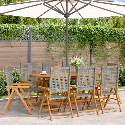Gartenstuhl Verstellbar 4 Stk. Schwarz Poly Rattan Massivholz