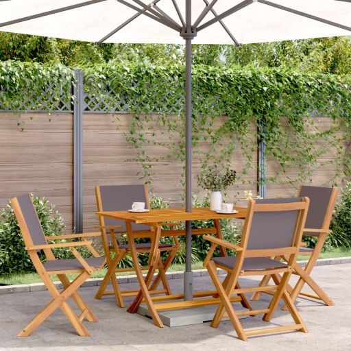 Gartenstühle 4 Stk. Klappbar Cremeweiß Stoff und Massivholz