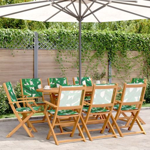 Gartenstühle 4 Stk. Klappbar Cremeweiß Stoff und Massivholz