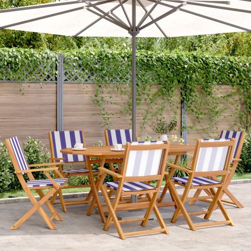 Gartenstühle 4 Stk. Klappbar Cremeweiß Stoff und Massivholz
