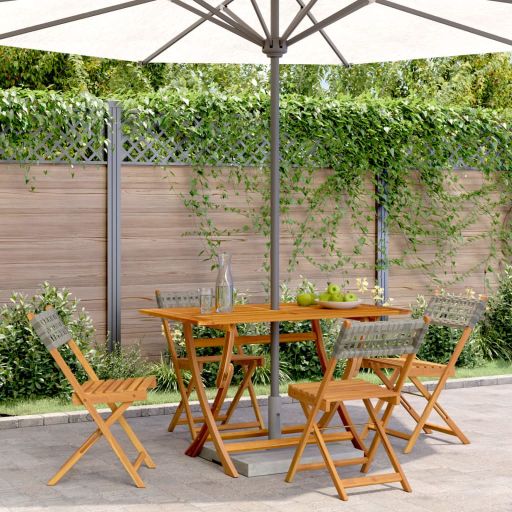 Gartenstühle 4 Stk. Klappbar Schwarz Poly Rattan & Massivholz