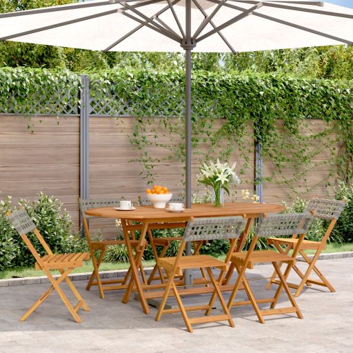 Gartenstühle 4 Stk. Klappbar Schwarz Poly Rattan & Massivholz