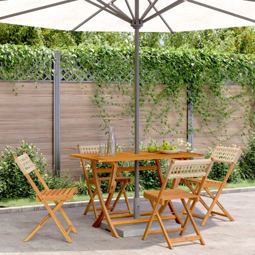 Gartenstühle 4 Stk. Klappbar Schwarz Poly Rattan & Massivholz