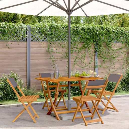Gartenstühle 4 Stk. Klappbar Cremeweiß Stoff und Massivholz