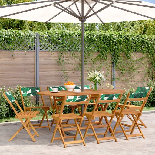 Gartenstühle 4 Stk. Klappbar Cremeweiß Stoff und Massivholz