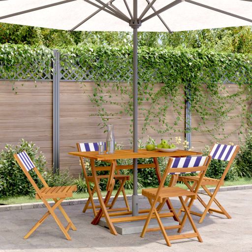 Gartenstühle 4 Stk. Klappbar Cremeweiß Stoff und Massivholz