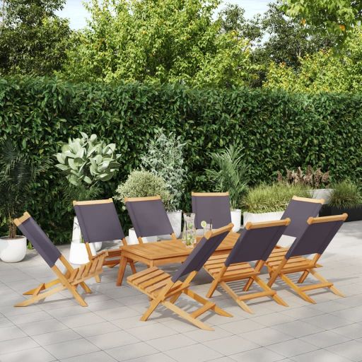 Gartenstühle 4 Stk. Klappbar Cremeweiß Stoff und Massivholz